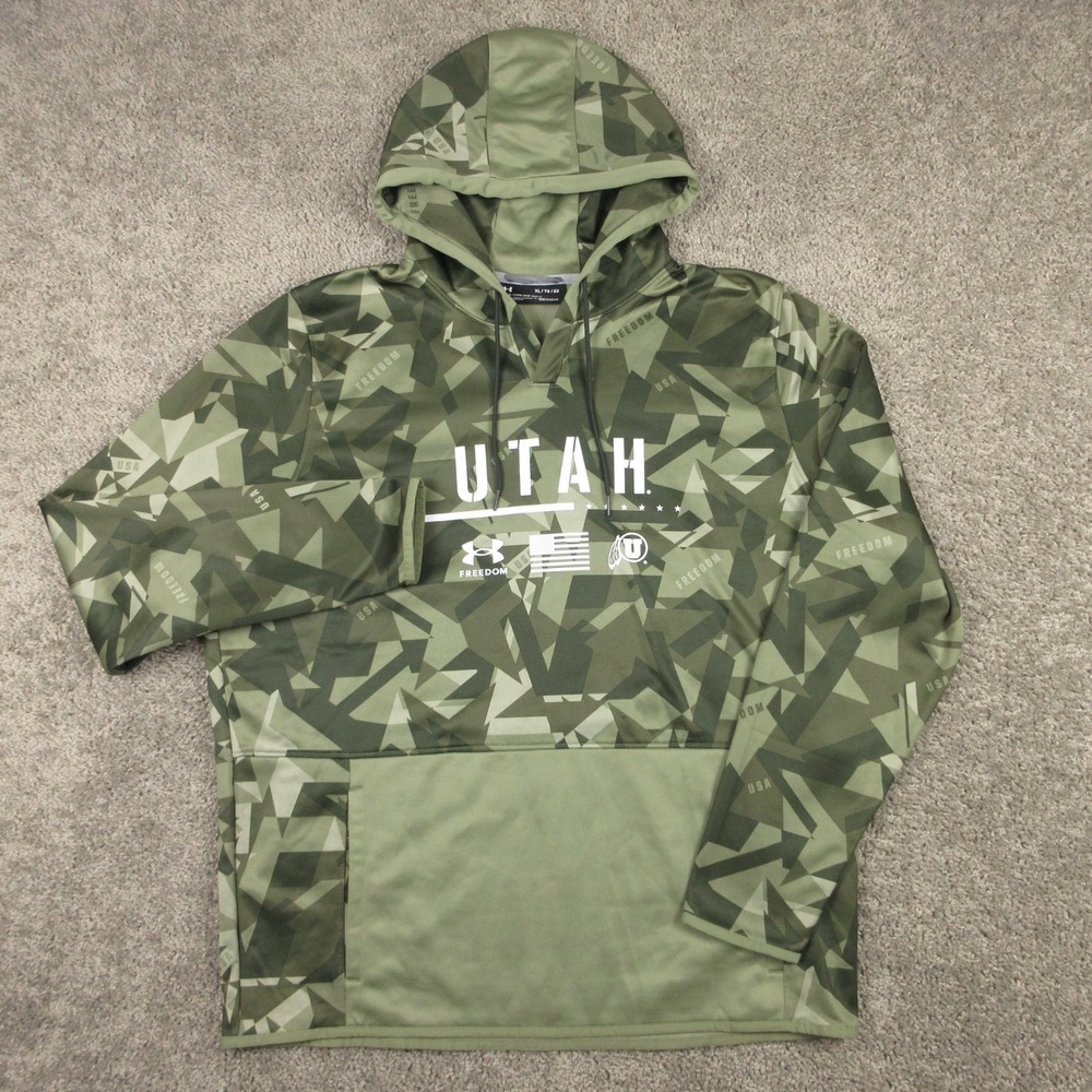 Utah Utes Sweater Mens XL Green Geometric Under Armour ColdGear Freedom Hoodie
